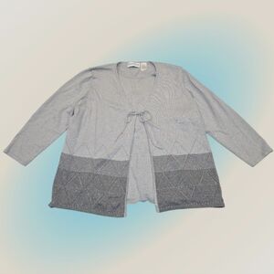 Alfred Dunner Gray & Silver Shimmer Knit Sweater with Beaded Detailing